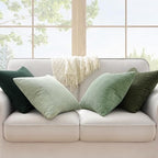 Topfinel Light Green Decorative Throw Pillow Covers Green Series,Winter Fluffy Corduroy Striped Euro Pillows Shams for Couch Bed Bedroom,Western Modern Hunter Green Pillowcase 20x20 Inch Set of 4 - Image 4