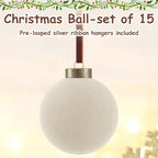 Liliful 15 Pcs Velvet Christmas Balls Bulk Flocked Christmas Tree Ball Ornaments Plastic Xmas Decorative Hanging Ornaments(Creamy White,3.15 Inch) - Image 3