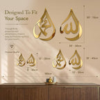 iwa concept Allah (SWT), Mohammad (PBUH) Wooden Acrylic Teardrop Design Islamic Wall Art, Quran Arabic Calligraphy Decor, Islamic Decoration Gift for Muslims at Ramadan (Gold, XLarge 30x20 inches) - Image 4