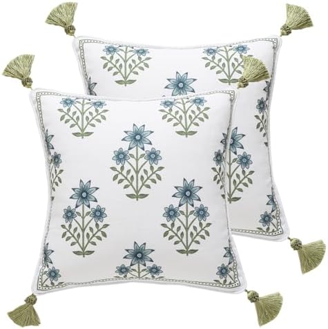 ISAENNE Designer Linen Throw Pillow Cover,Set of 2,18"x18"-Mosella B by Isaennehomedecoration