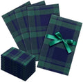 Chumia 12 Packs Christmas Blue and Green Tartan Plaid Napkins Christmas Napkins Paper Cotton Blend Cloth Dinner Reusable Washable Festive Table Decor for Xmas Holiday Dinner Party Family Meals by Chumia