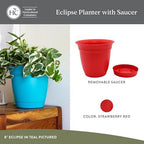 The HC Companies Eclipse Round Planter Pot, 16 Inch, Red, 2-Pack - Image 2