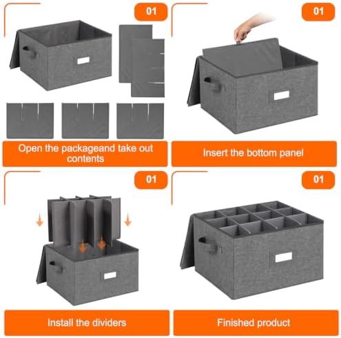 Stemware Storage Containers 2 pack, Wine Glass Storage Box with Dividers - Image 7