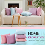 Berlune 6 Pcs Pastel Velvet Throw Pillow Cover 18x18 Picnic Cushion Case - Image 3