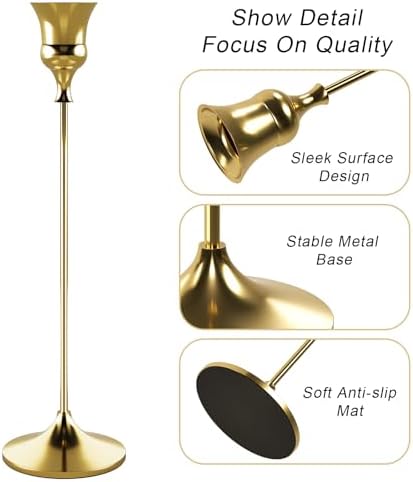 Candlestick Holders Gold, 9 Packs Taper Candle Holder for Candlesticks, Candle Sticks Holder Decor for Home Decor - Image 6