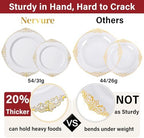 Nervure 700Pcs Gold Plastic Plates, Plastic Dinnerware Set for 100 Guests - Image 3