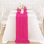 8 Pack Hot Pink Cheesecloth Table Runner 120 Inch Boho Wedding Decor - Image 4