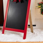 Glitzhome 24"H Christmas Wooden Easel Porch Sign,Farmhouse Standing Porch Decor with Pine & Plaid Bow,Merry Christmas Welcome Sign for Holiday Front Porch Outdoor Decorations - Image 7