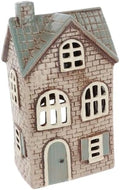 Shudehill Giftware Village Pottery Ceramic Tealight Holder Brick Houses Grey Neutral Collection - Tiled Chateau, Lilac, or Dormer House (Brick Grey) by Shudehill+Giftware