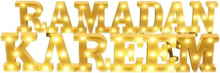 Ramadan Kareem LED Letters - Ramadan Festival Lighted Window Decorations Light-up Signs for Wall Décor, Home, Bedroom, Cafe, Office, Birthday, Housewarming, Gift Supplies by Unknown