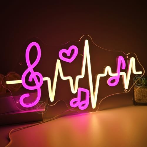 SYLHOME Led Neon Light Sign Music Note Heartbeat Studio Bedroom Wall Decor - Image 5