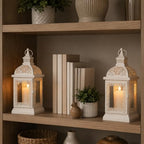 TRIROCKS Set of 2 Farmhouse Lantern 13'' H Decorative Outdoor Lantern Cream - Image 2