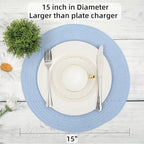 SHACOS Round Braided Placemats Set of 8 Washable 15 inch Round Non Slip Table Place Mats for Dining Tables Wedding Party Decor (Light Blue, 8) - Image 5