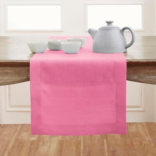 Solino Home 100% Pure Linen Table Runner Flamingo Pink, 14 x 132 in by SolinoHome