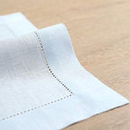 Solino Home 100% Pure Linen Placemats Blue Hemstitch, 14 x 19 in, Set of 4 - Image 3