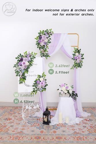 Odouzy Pack of 2 Wedding Arch, Artificial Flowers, Wedding Decor，Flower Garland Be Suited to Banquet, Party, Reception Entrance Welcome Sign and Background Decoration (Purple) - Image 4