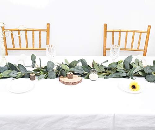 DearHouse 6.2 Feet Eucalyptus Garland Artificial Silk Eucalyptus Leaves Vines Handmade Garland Greenery Wedding Home Backdrop Arch Wall Decor - Image 7