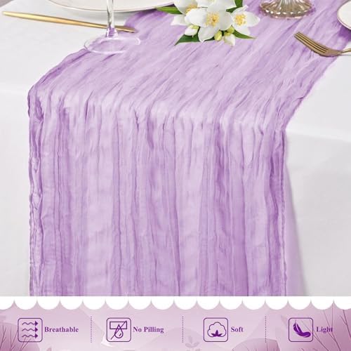 10 Pack Lilac Cheesecloth Table Runner17 x108 Boho Gauze Fabric Table Runner Vintage Rustic Sheer Runners for Wedding Party Bridal Baby Shower Table Decorations - Image 5