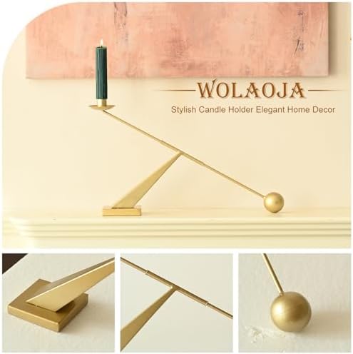 Modern Candle Holder Decor, Gold Decorative Tapered Candlestick Holders, Candle Holder for Living Room, Dining Table, Fireplace - Image 4