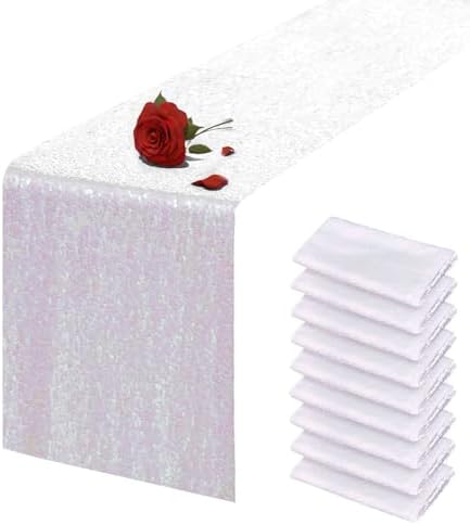 10 Packs 12 x 72 inches Iridescent Sequin Table Runner by VHH