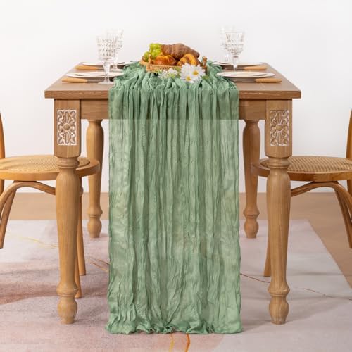 Sage Green Cheesecloth Table Runner Fall Table Decorations 10ft, 6 Pack - Image 5