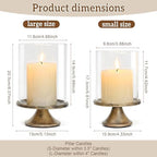 Set of 2 Hurricane Candle Holder Set with Glass Dome & Iron Base - Image 2