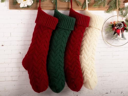 Fesciory 18 Inch Christmas Stockings, 6 Pack Large Cable Knit Xmas Decor - Image 4