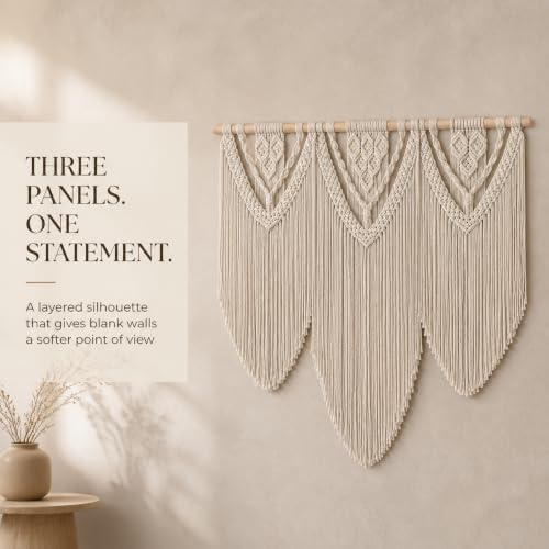 oiikain Large Macrame Wall Hanging, Boho Tapestry Wall Decor, 43 x 32 Inch - Image 5