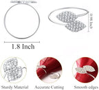 Set of 100 Napkin Rings Metal Silver Elegant Bling Leaves Rhinestone Napkin Rings Bulk Dinner Banquet Serviette Decor, Dining Table Setting for Thanksgiving Christmas Holiday Wedding Party - Image 2