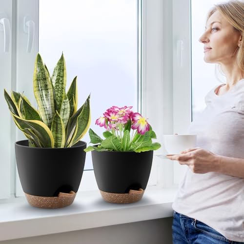 QRRICA 12/10/9 Inch Self Watering Pots for Indoor/Outdoor Plants - Image 6