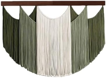 Jditngp Large Macrame Wall Hanging Tapestry,Boho Wall Art Decor Chic Bohemian Handmade Cotton Rope Woven Tapestry Home Decoration for Living Room Bedroom Apartment (31.5"WX29.5"L)Green Beige Tassels by JditngpRoundBackdropCover