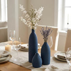 Blue Vase Set of 3, Navy Blue vase Trio Ceramic Bud Vases, Watertight Blue Ceramic vase Set with Non Slip Pads, Small Medium Tall Vases for Shelf Decor, Centerpieces - Image 7