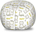 Ambesonne Cat Storage Toy Bag Chair, Cursive Meow with Upside Down Kittens Mini Paws, Stuffed Animal Organizer Washable Bag, Small Size, Mustard White by Ambesonne