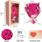 EIGHTOWN Roses Bouquet Artificial Flower - Preserved Red Rose Flowers with Love Necklace for Her - Unique Gifts Valentine's Day, Mother's Day, Thanksgiving, Birthday, Anniversary (512) - Image 2