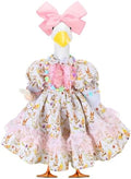 Abbylike 1 Set Easter Bunny Porch Goose Outfit Rabbit Yard Goose Costume Clothes with Bow Headband Fits Large 23'' H Cement for Easter Day Outdoor Patio Garden Lawn Pathway Spring Statue Decor by Abbylike