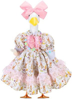 Abbylike 1 Set Easter Bunny Porch Goose Outfit Rabbit Yard Goose Costume Clothes with Bow Headband Fits Large 23'' H Cement for Easter Day Outdoor Patio Garden Lawn Pathway Spring Statue Decor by Abbylike