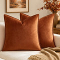 MIULEE Fall Decorative Rust Velvet Throw Pillow Covers for Couch 22x22 Inch by MIULEE