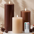 3 Pcs 6/8/12" Fall Vintage Flameless LED Candles Decorations for Home by Retisee