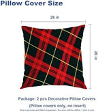 Batmerry Red Abstract Black Celtic Plaid Throw Pillow Covers, Retro Green Scottish Plaid Tartan Decorative Pillow Covers Digital Printing Blended for Couch Bed Invisible Zipper 26X26 in(Set of 2) - Image 5