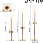 Gold Hurricane Candle Holders Set of 3, Tall Metal Windproof Glass Taper Candle Holder for Candelabra Centerpieces for Dining Table, Wedding, Party & Fireplace Mantel Decor - Image 5