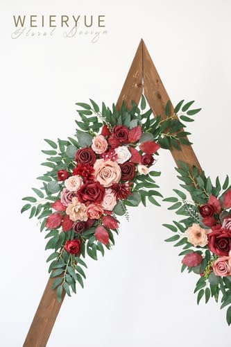Artificial Wedding Arch Flowers Kit(Pack of 2) for Wedding Arch, Bridal Shower, Ceremony and Reception Backdrop Decoration (Cream red) - Image 4