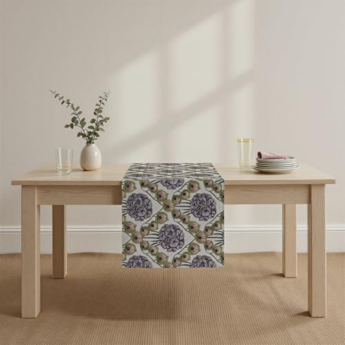 Creative Co-Op Cotton and Linen Printed Table Runner with Flower Pattern, Multicolor - Image 4