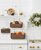 AceList Wall Hanging Basket, Boho Style Hand-Woven Hanging Storage Baskets - Set of 3, Ideal for Boho Room Decor, Kitchen, Garden, and Living Room(Brown) - Image 5