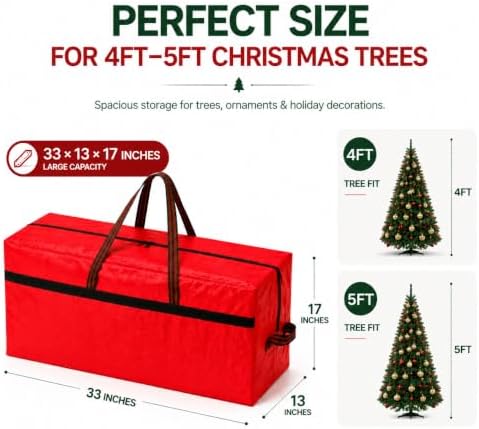 WFK 2 Pack 5FT Christmas Tree Storage Bag Waterproof Xmas Tree Bag Red - Image 2