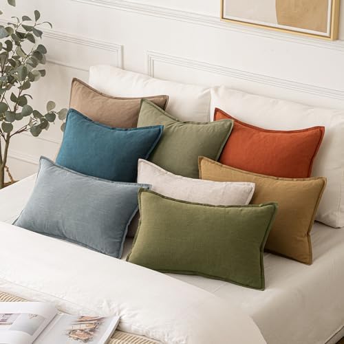 MIULEE Decorative Linen Euro Sham Pillow Covers 26x26 Inch Green - Image 5