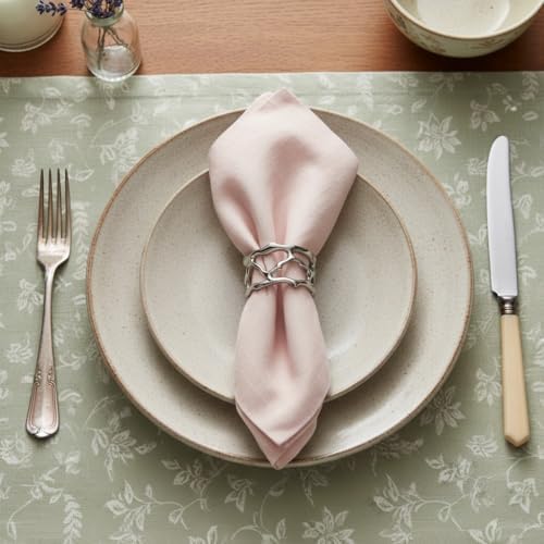 QAP Stainless Steel Napkin Rings, Elegant Coral Design Buckles Set of 2 - Image 3