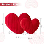 AELS Heart Shaped Pillow, Set of 2, Pleated Velvet Love Pillows, 20 & 16 Inches Decorative Throw Pillows, Valentines Day, Wedding, Living Room, Bedroom, Nursery Decor, Red - Image 3
