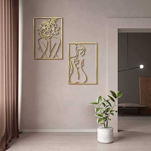 Glamativity Large 4 Pack Gold Wall Art Décor, Minimalist Décor Single Line Art Wall Décor, Real Metal Wall Art, Woman's Body Shape Abstract Wall Art (Gold Classic Style, L Size 22.5 x 15.7'') - Image 5