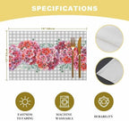 Red Flower Placemats Set of 6, Spring Rustic Floral Eucalyptus Leaves Gray Plaid Placemats for Dining Table Place Mats for Kitchen Table Waterproof Table Mats, Wipeable Dining Table Set - Image 6