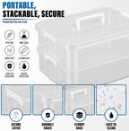 CraftGenes 2-Tier Clear Craft Storage Box with Handle - Image 4